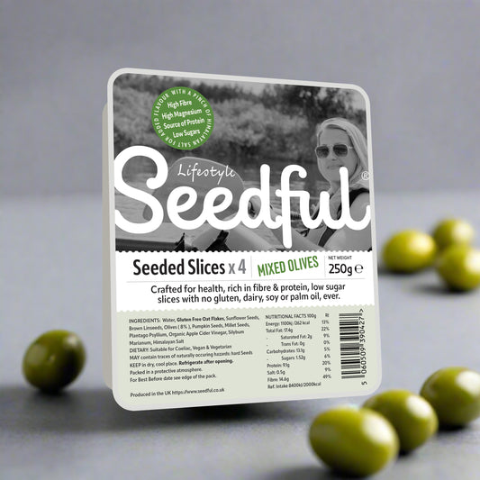 1 x 250 g SEEDFUL-skivor med oliver (4 skivor per förpackning)