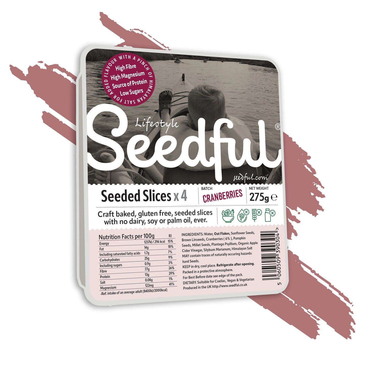 1 x 275g SEEDFUL Slices with Cranberries ( 4 Slices Each Pack )